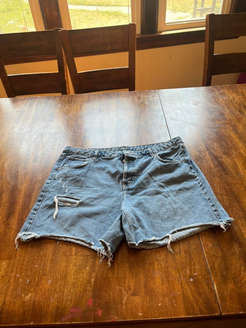 Wild Fable High Rise Bermuda Denim Shorts Distressed Sz 18
